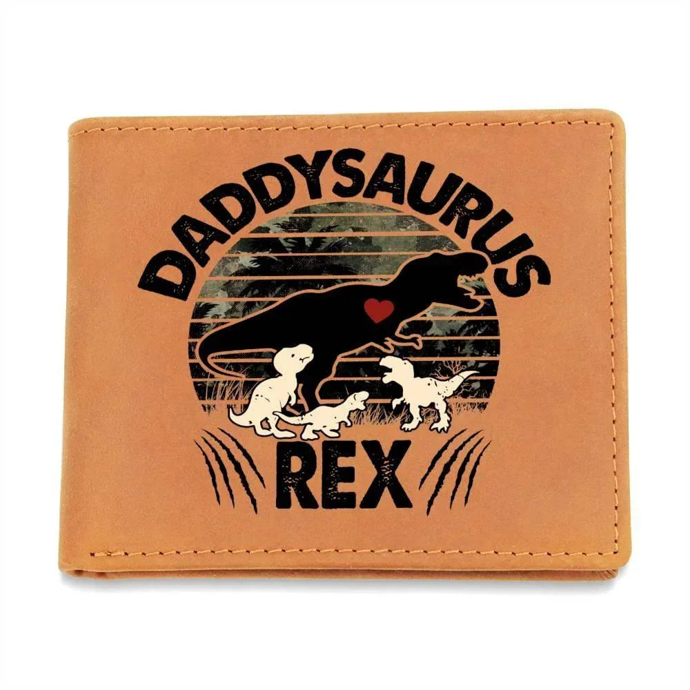 Daddysaurus Rex Custom Printed Leather Wallet