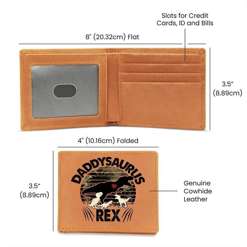 Daddysaurus Rex Custom Printed Leather Wallet
