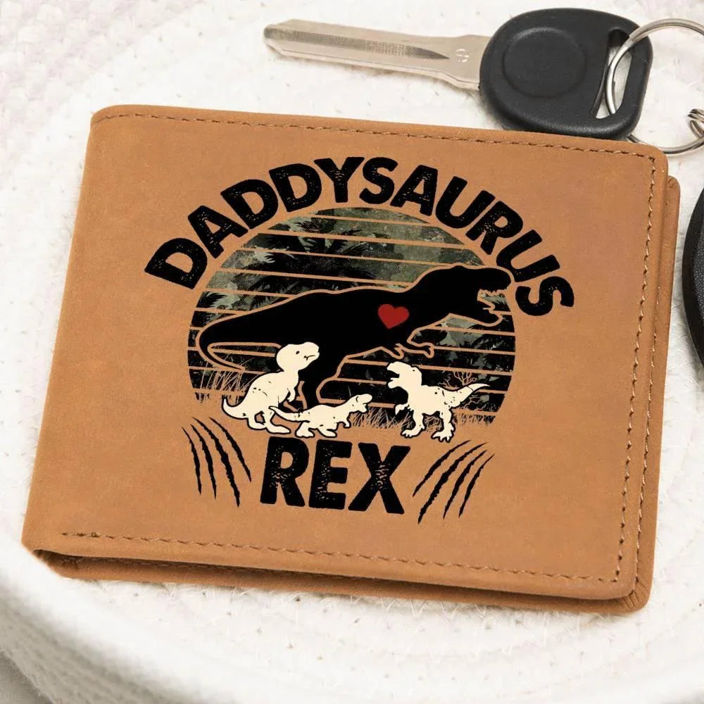 Daddysaurus Rex Custom Printed Leather Wallet