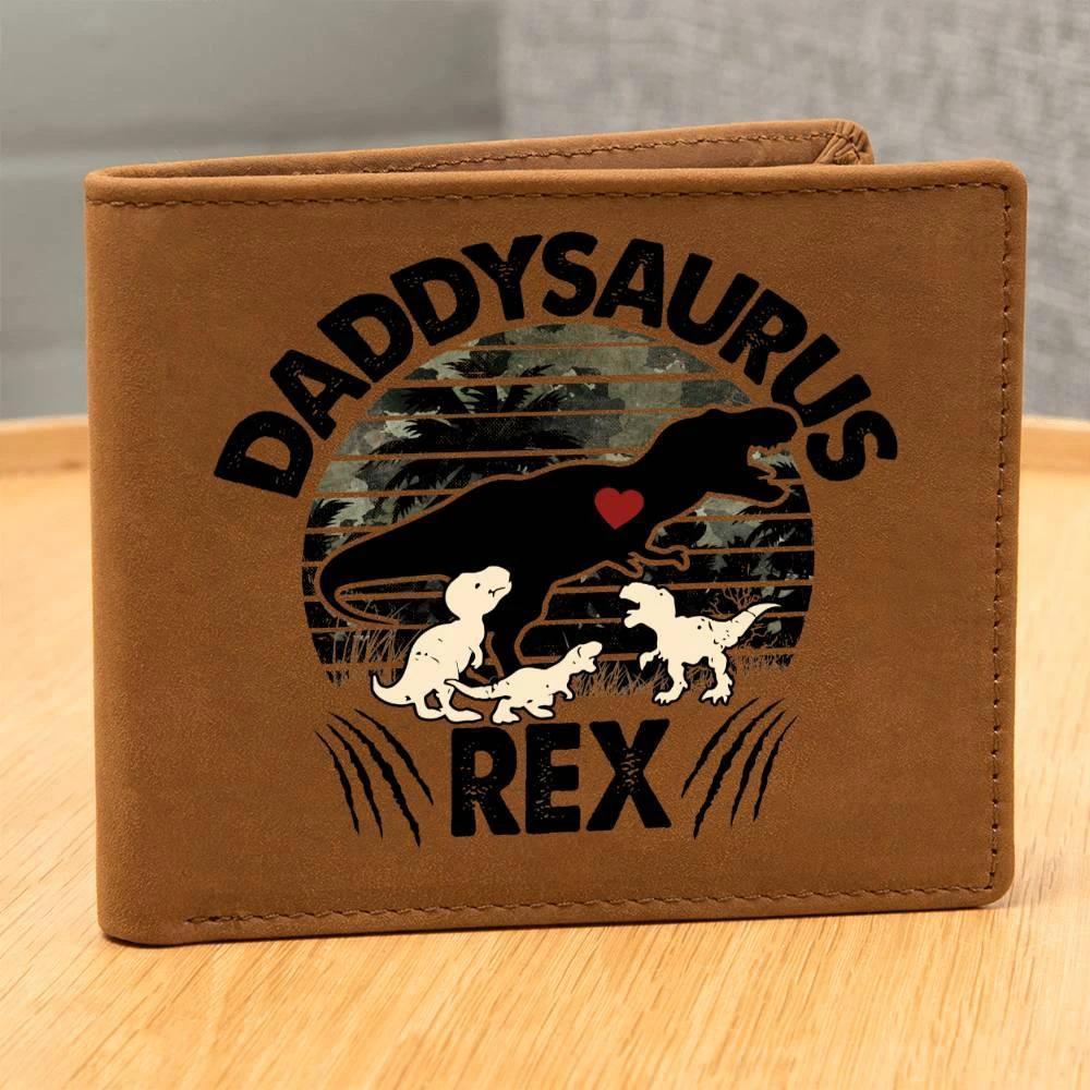Daddysaurus Rex Custom Printed Leather Wallet