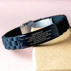Grandson Engraved Black Glidelock Clasp Bracelet Heartfelt Birthday, Christmas Holiday Gifts Life is Learning to Dance in the Rain