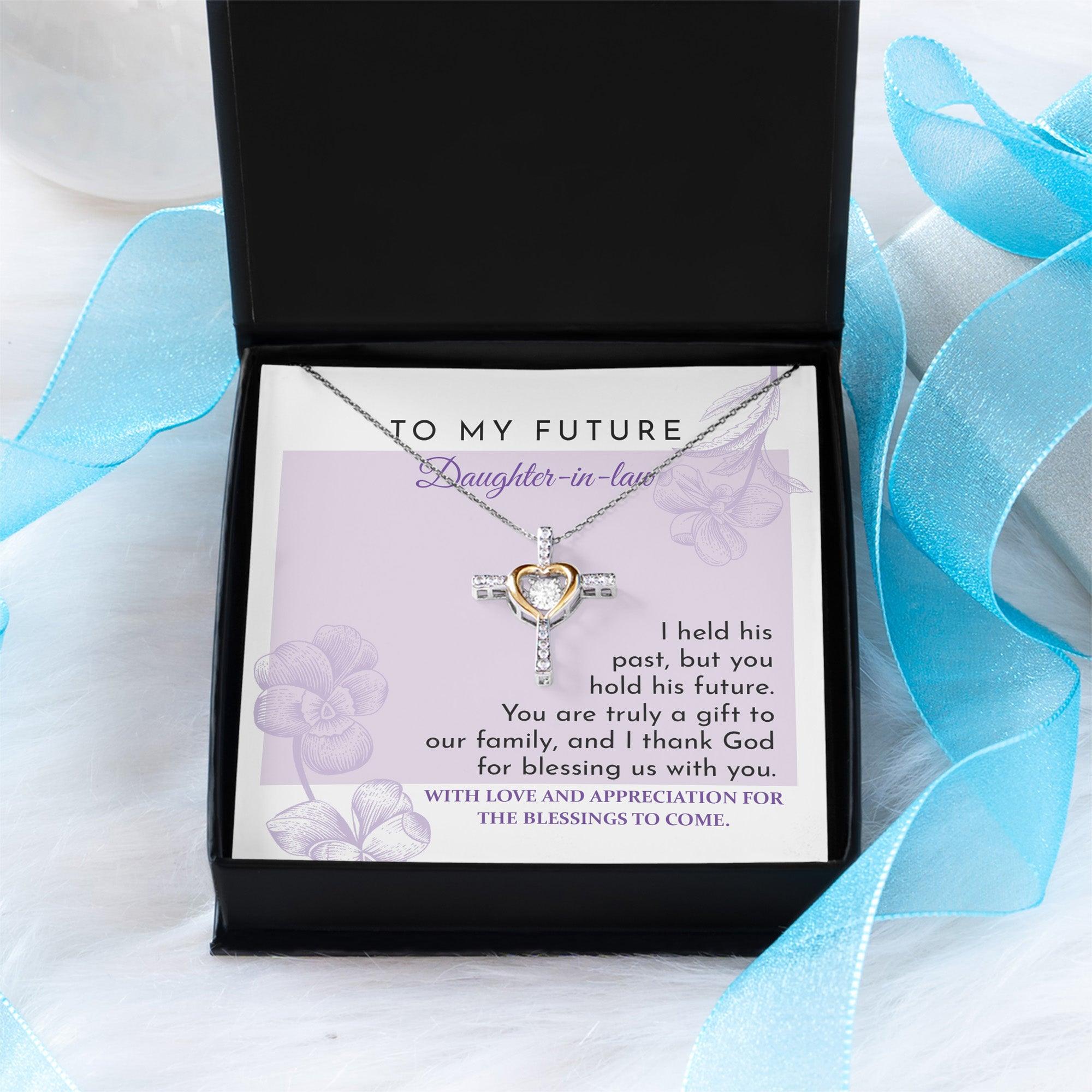 Future Daughter-in-law - You are a Gift to our Family Love Dancing Heart Pendant Necklace Wedding Gift for Bride - Mallard Moon Gift Shop