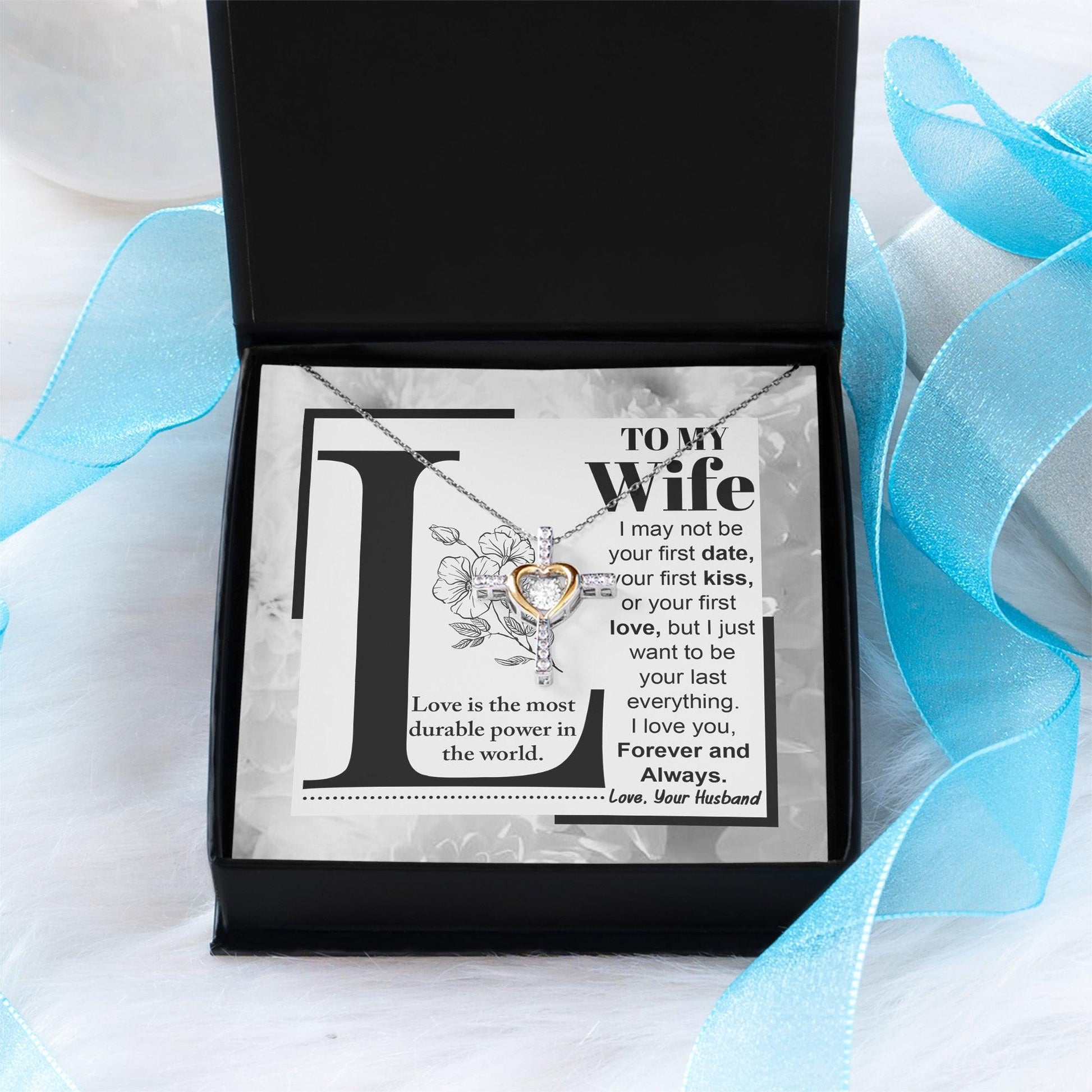 Wife Wedding Anniversary Birthday Romantic Gift from Husband First Kiss, Last Everything, Love Heart Pendant Necklace - Mallard Moon Gift Shop