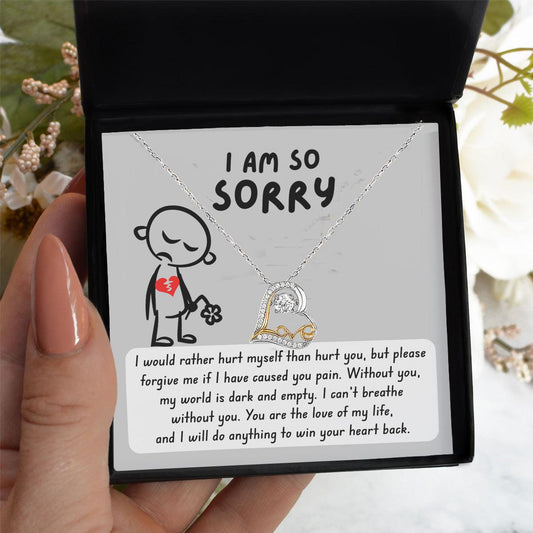 Apology Gift for Girlfriend, Wife, Soulmate - Sorry, Dark And Empty - Love Dancing Heart Pendant Necklace - Mallard Moon Gift Shop