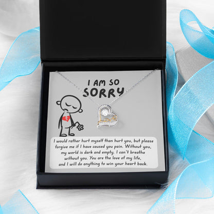 Apology Gift for Girlfriend, Wife, Soulmate - Sorry, Dark And Empty - Love Dancing Heart Pendant Necklace - Mallard Moon Gift Shop