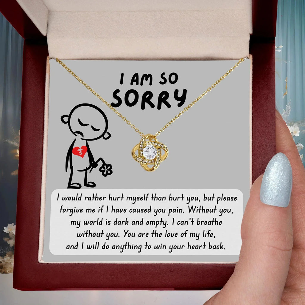Apology Gift for Girlfriend, Wife, Soulmate - Sorry, Dark And Empty - Love Knot Pendant Necklace