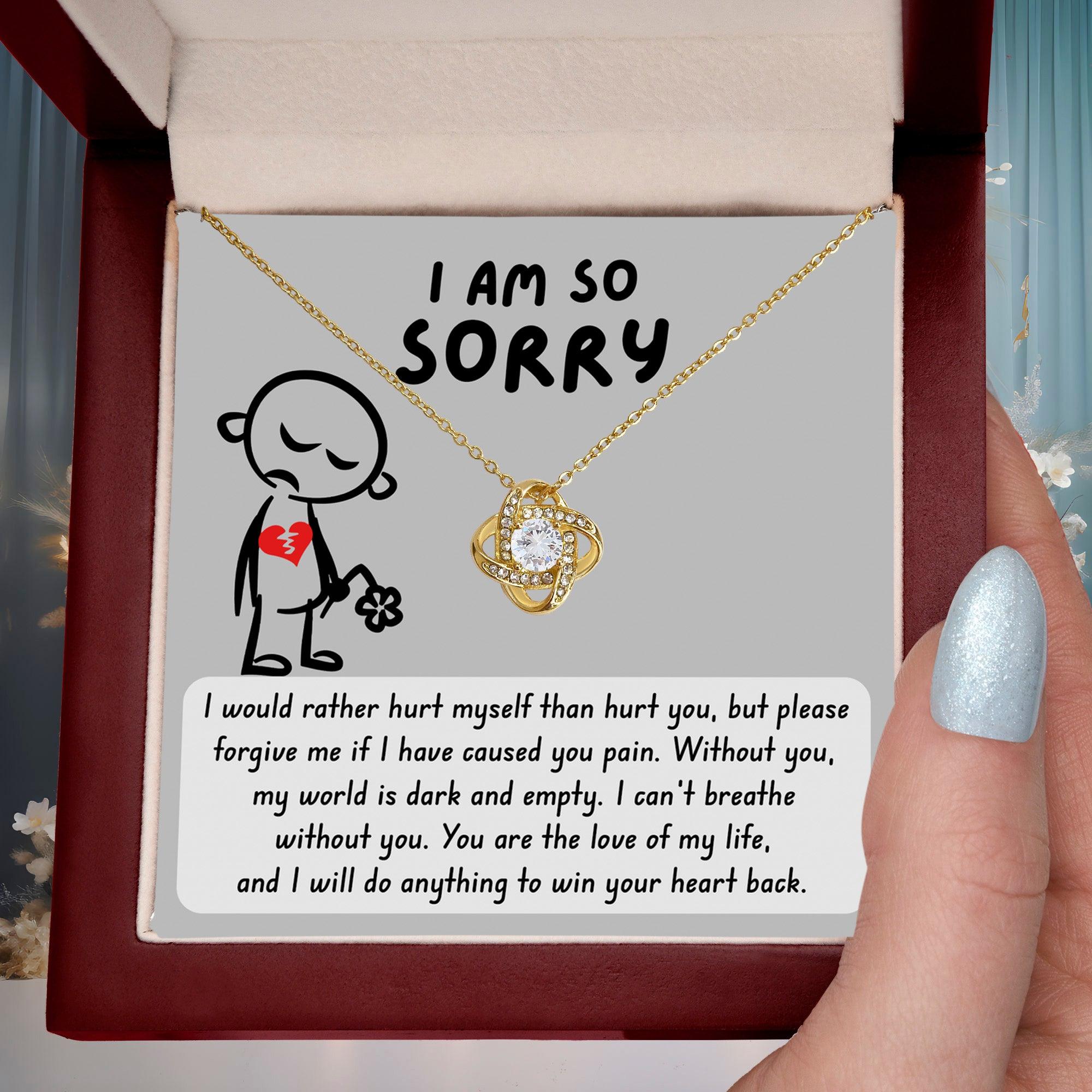 Apology Gift for Girlfriend, Wife, Soulmate - Sorry, Dark And Empty - Love Knot Pendant Necklace - Mallard Moon Gift Shop