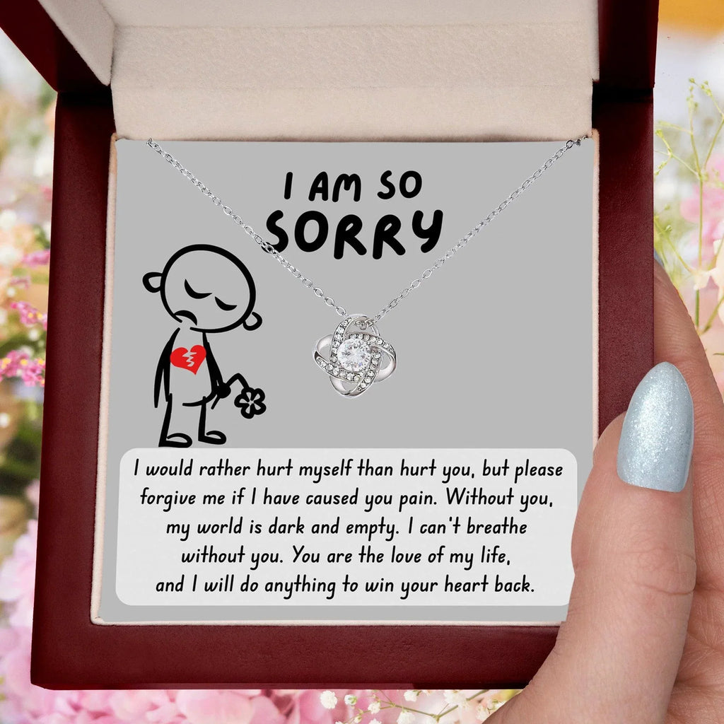 Apology Gift for Girlfriend, Wife, Soulmate - Sorry, Dark And Empty - Love Knot Pendant Necklace