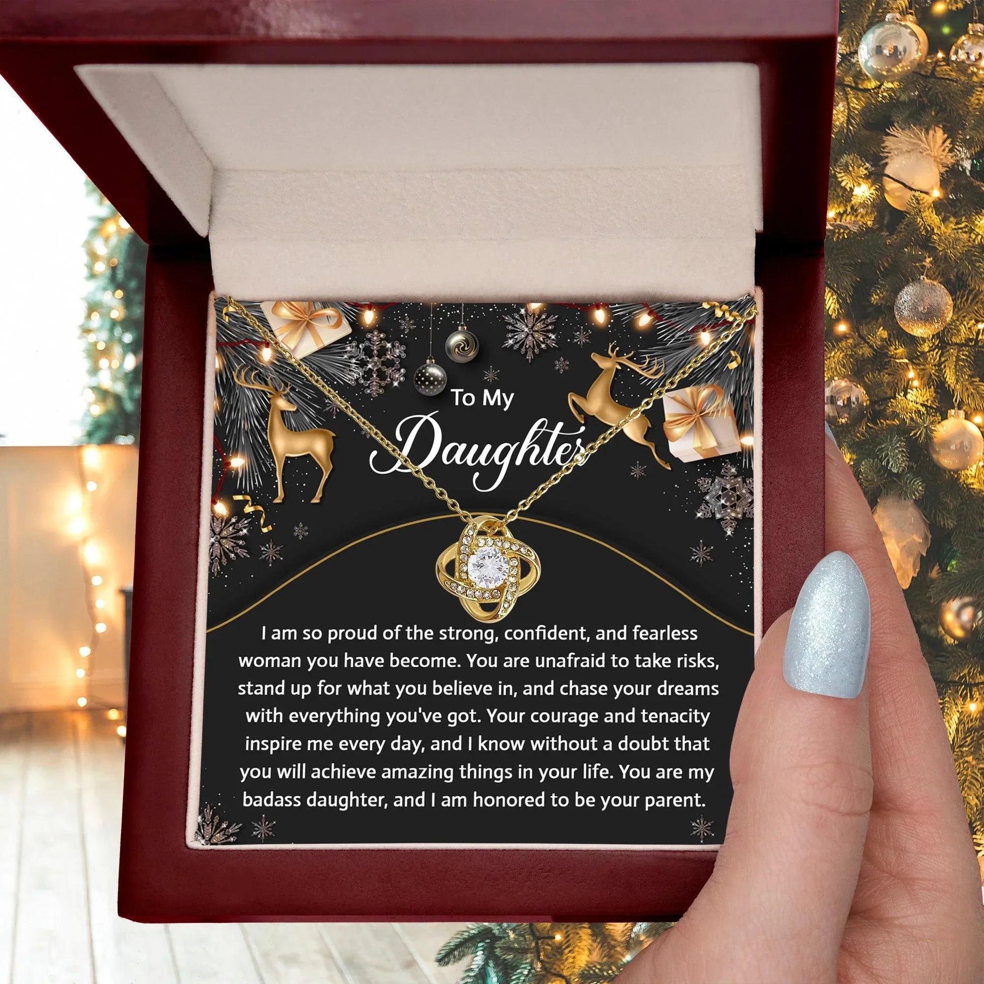 Gift for Daughter - Amazing Things - Love Knot Pendant Necklace Christmas Gifts