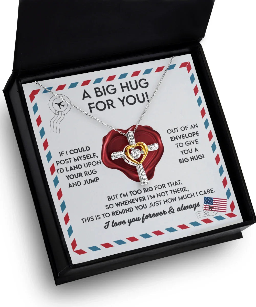 Daughter Birthday Graduation Confirmation Gift Big Hug For You Cross Pendant Necklace