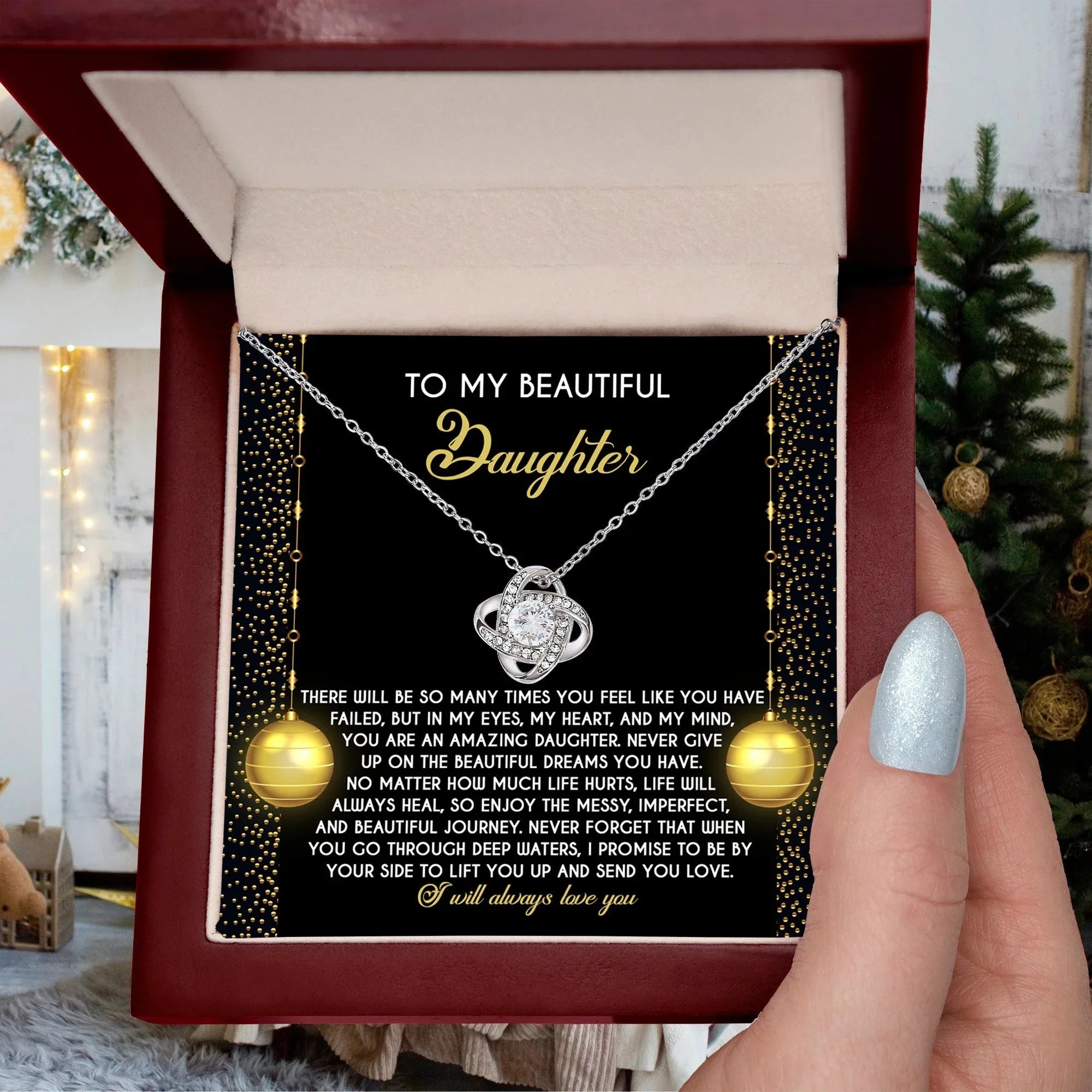Gift for Daughter - Deep Waters - Love Knot Pendant Necklace