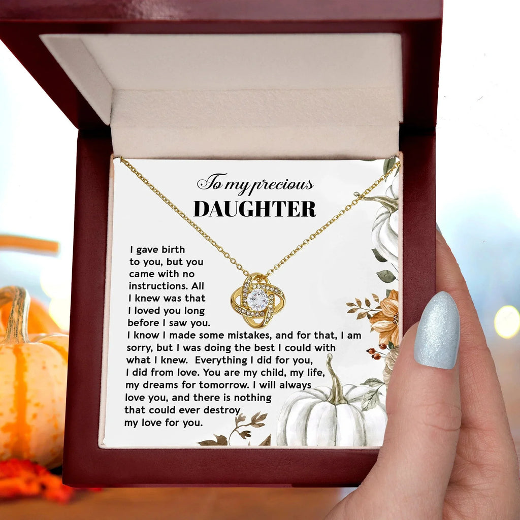 Heartfelt Mother to Daughter Gift | Love Knot Necklace with Emotional Message Card