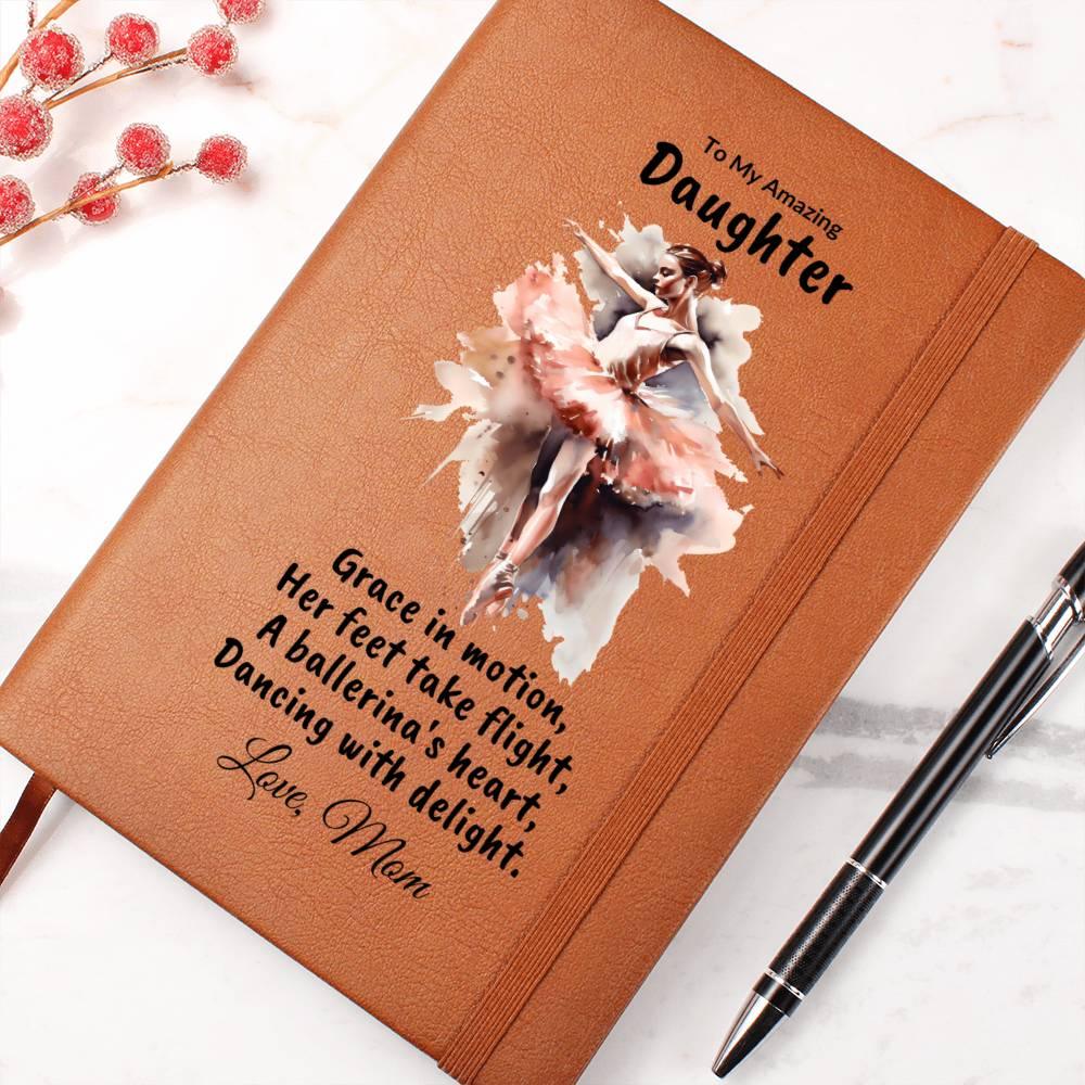 Daughter Gift Personalized Ballerina Leather Journal - Mallard Moon Gift Shop