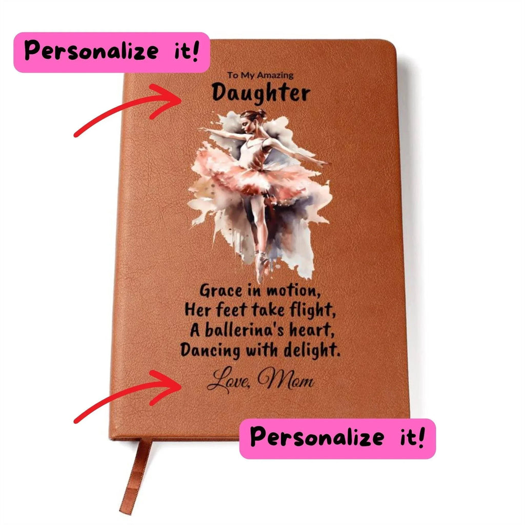 Daughter Gift Personalized Ballerina Leather Journal