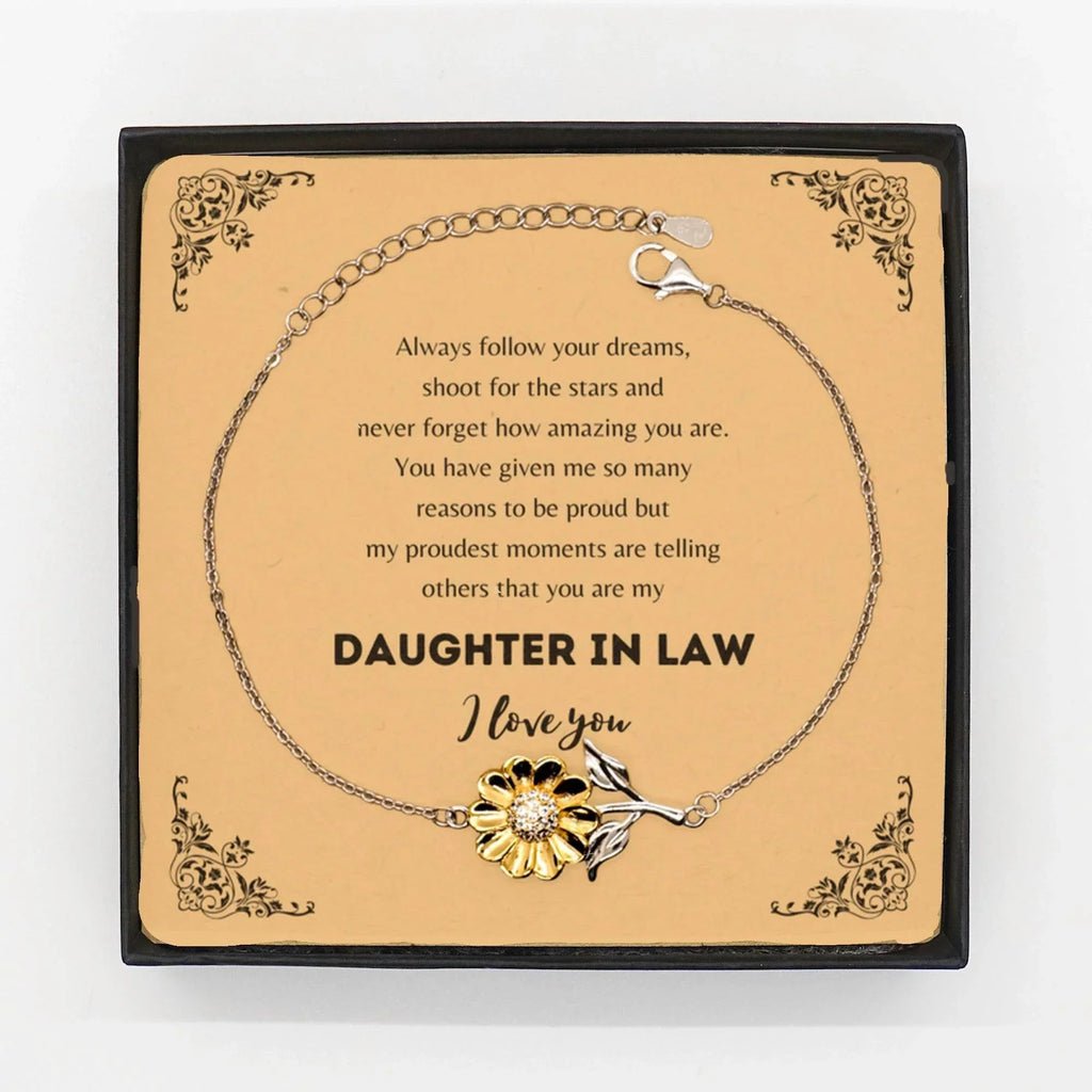 Daughter In Law Sunflower Bracelet - Always follow your dreams, never forget how amazing you are, Christmas Birthday Gifts