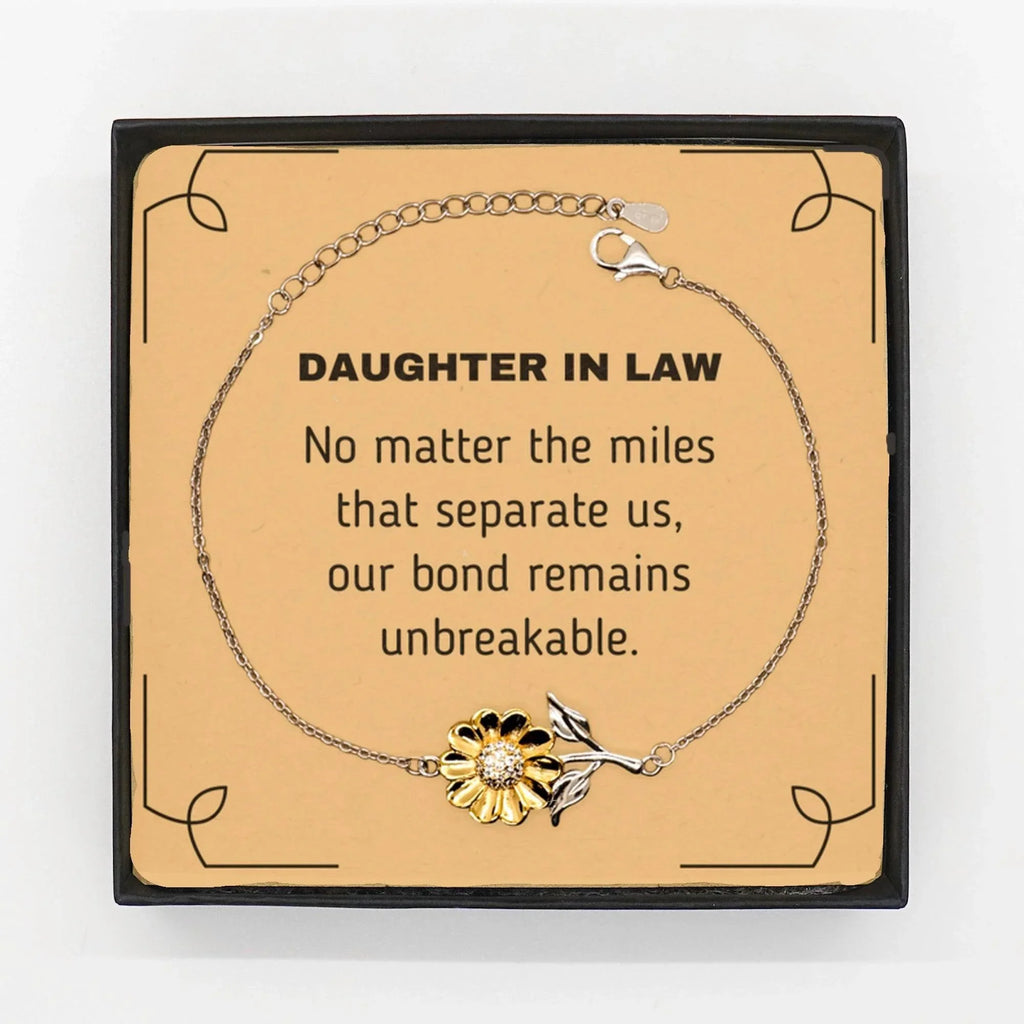 Daughter In Law Sunflower Bracelet Long Distance Relationship No matter the miles that separate us, Our Bond Remains Unbreakable Birthday Christmas Graduation