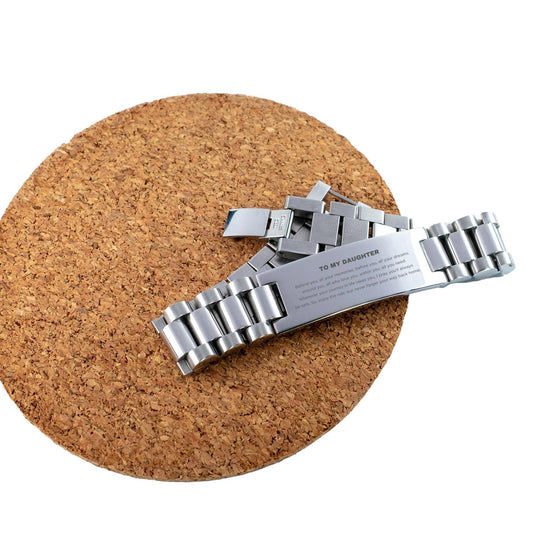 Daughter Ladder Stainless Steel Engraved Bracelet, Sentimental Birthday Christmas - Behind you, all your memories, before you, all your dreams, around you, all who love you, within you, all you need - Mallard Moon Gift Shop