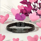 Daughter Long Distance Relationship No matter the miles that separate us, Our Bond Remains Unbreakable Braided Leather Bracelet Birthday Graduation Christmas Unique Gifts