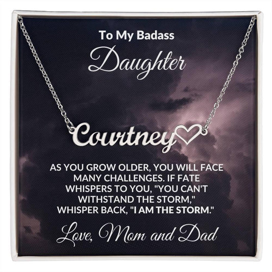 Daughter Personalized Name with Heart Script Necklace - Mallard Moon Gift Shop