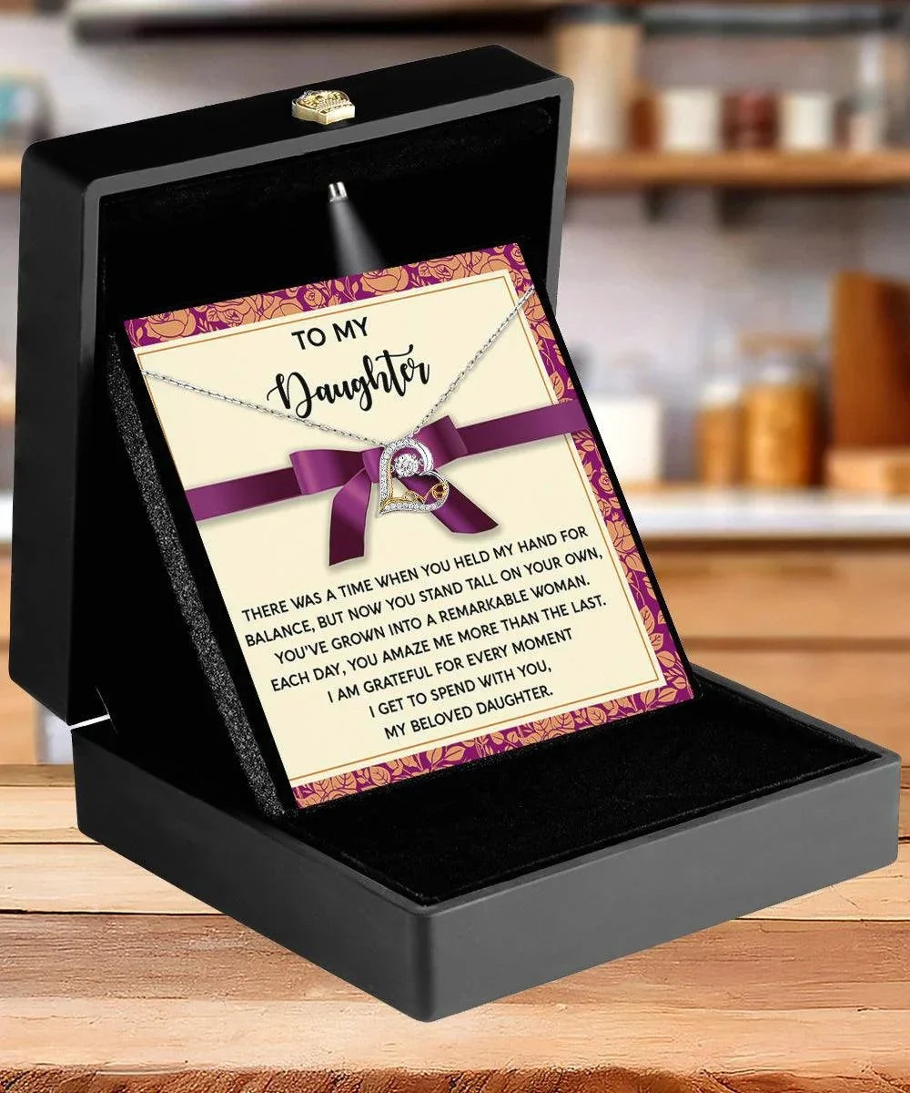 Daughter Birthday, Graduation, Christmas Gift - Moment I Spend With You - Love Dancing Heart Pendant Necklace