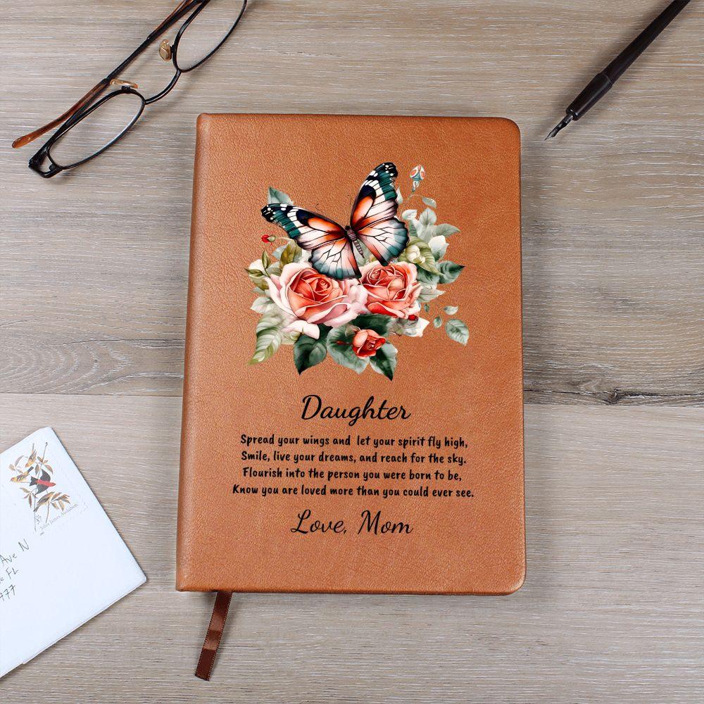 Daughter Spread your Wings Personalized Butterfly Leather Journal - Mallard Moon Gift Shop