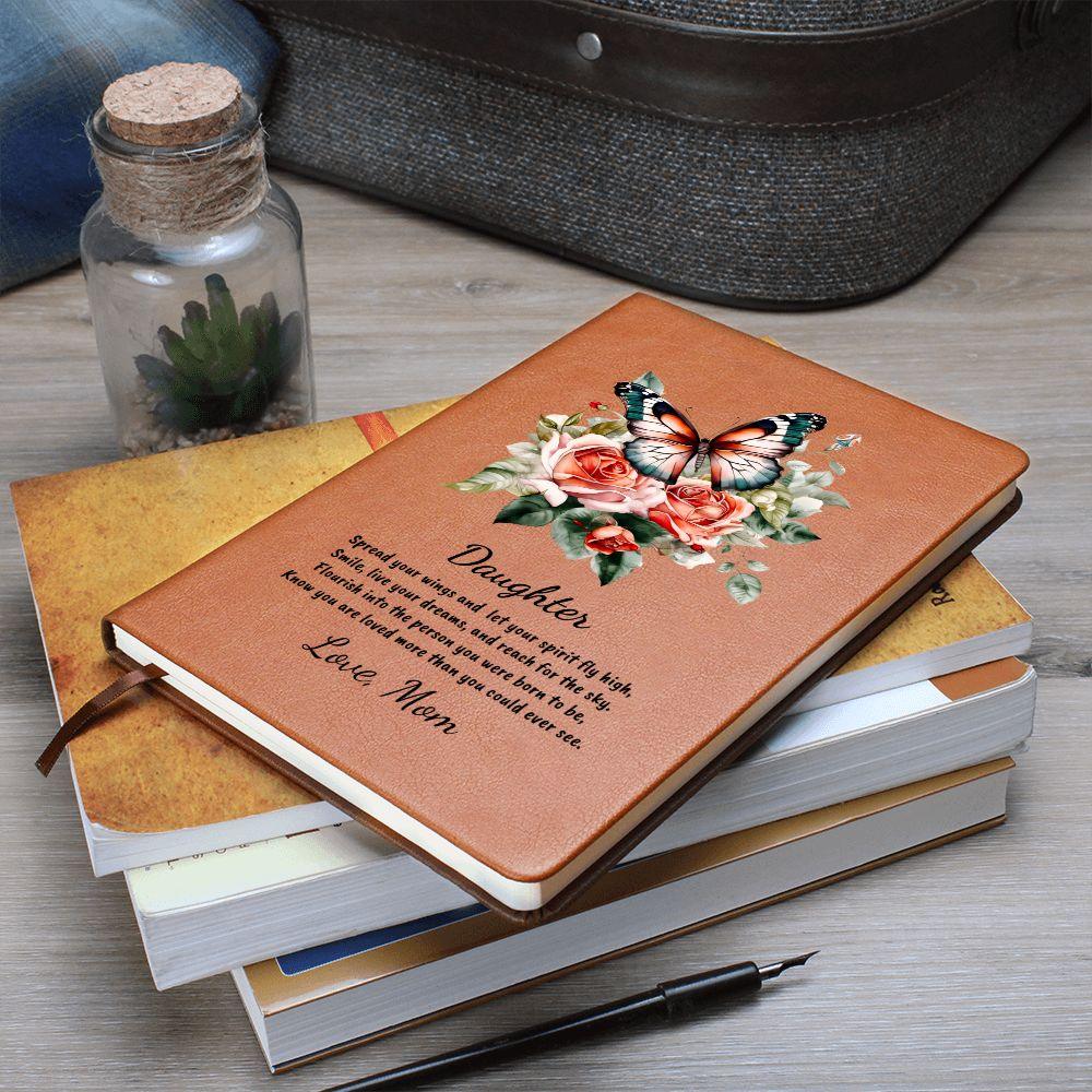 Daughter Spread your Wings Personalized Butterfly Leather Journal - Mallard Moon Gift Shop