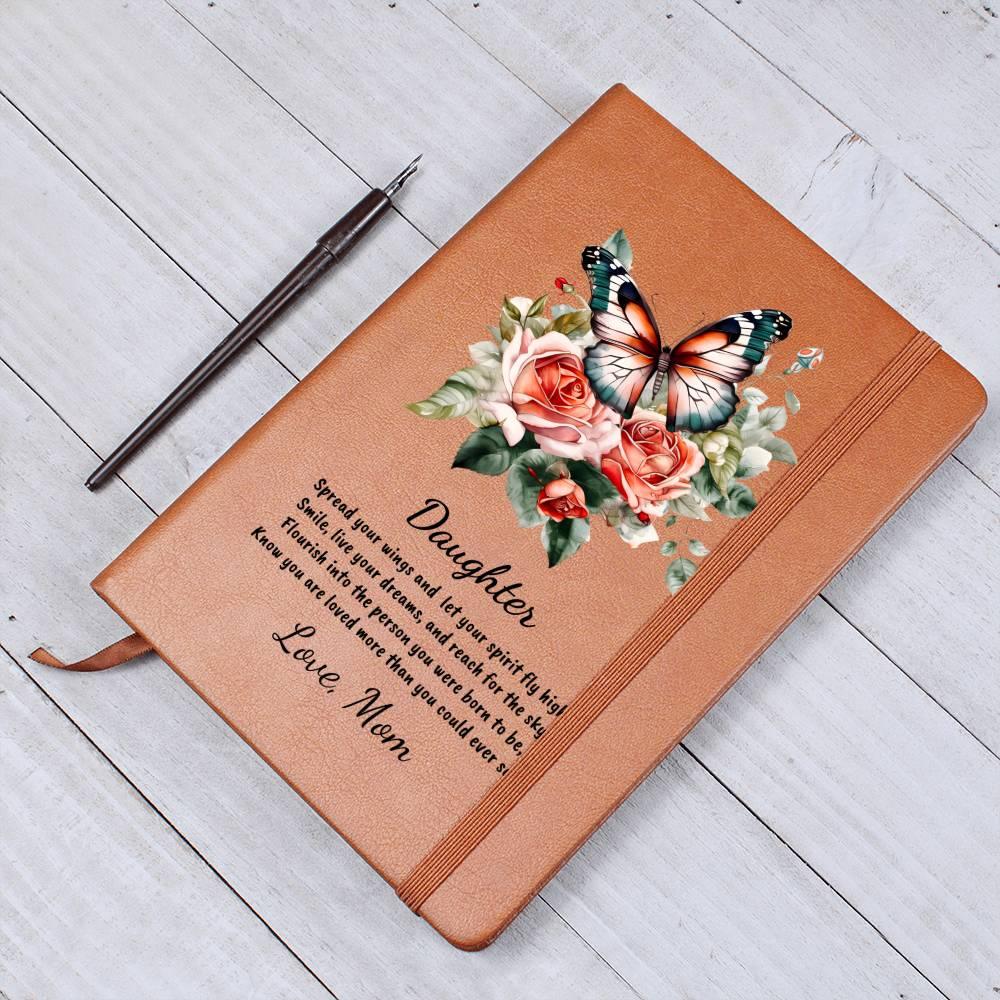 Daughter Spread your Wings Personalized Butterfly Leather Journal - Mallard Moon Gift Shop