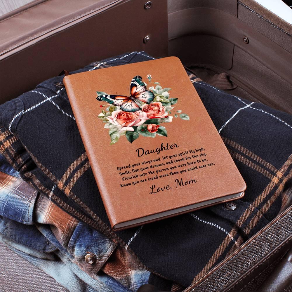 Daughter Spread your Wings Personalized Butterfly Leather Journal - Mallard Moon Gift Shop