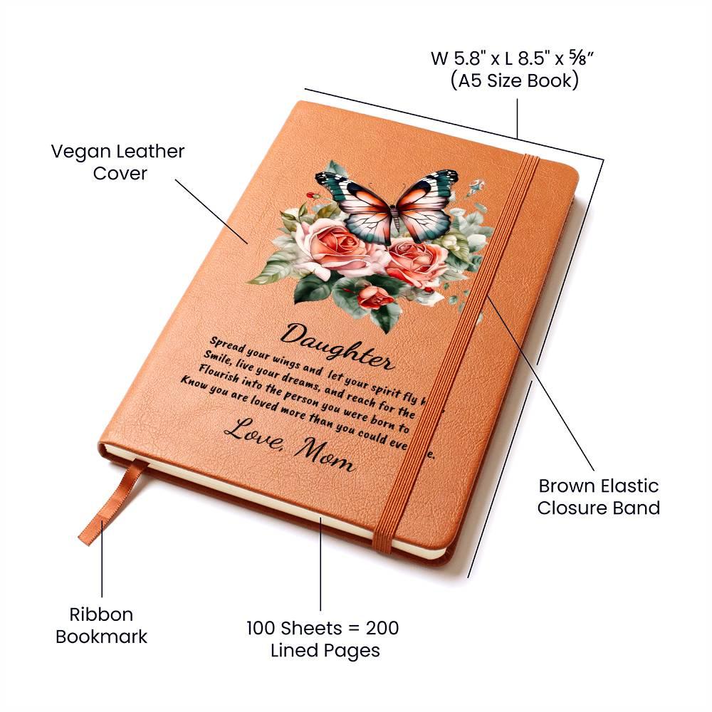 Daughter Spread your Wings Personalized Butterfly Leather Journal - Mallard Moon Gift Shop