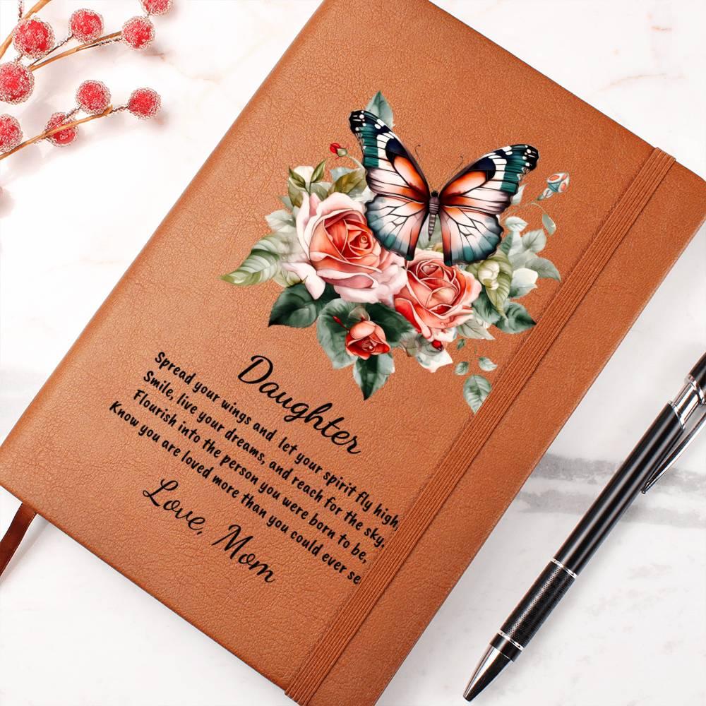 Daughter Spread your Wings Personalized Butterfly Leather Journal - Mallard Moon Gift Shop