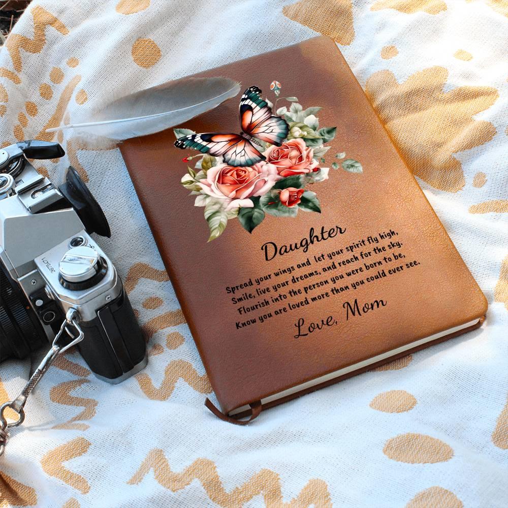 Daughter Spread your Wings Personalized Butterfly Leather Journal - Mallard Moon Gift Shop