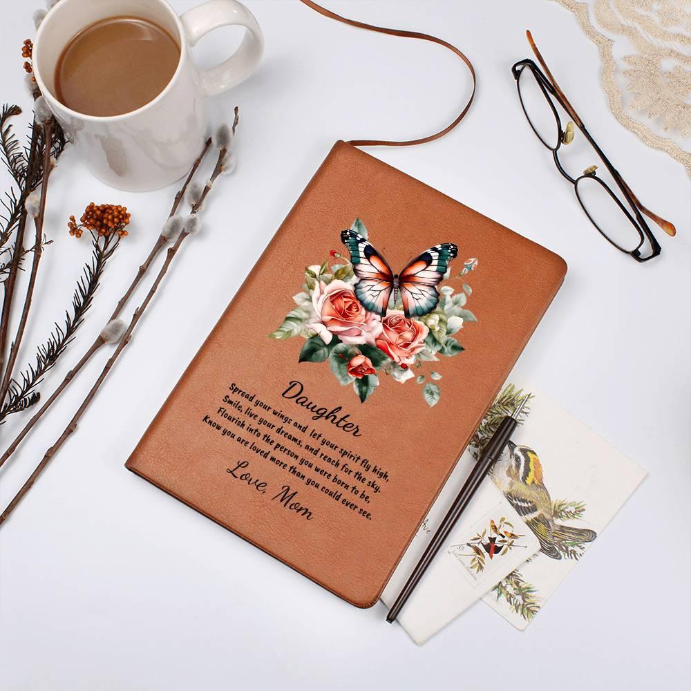 Daughter Spread your Wings Personalized Butterfly Leather Journal - Mallard Moon Gift Shop
