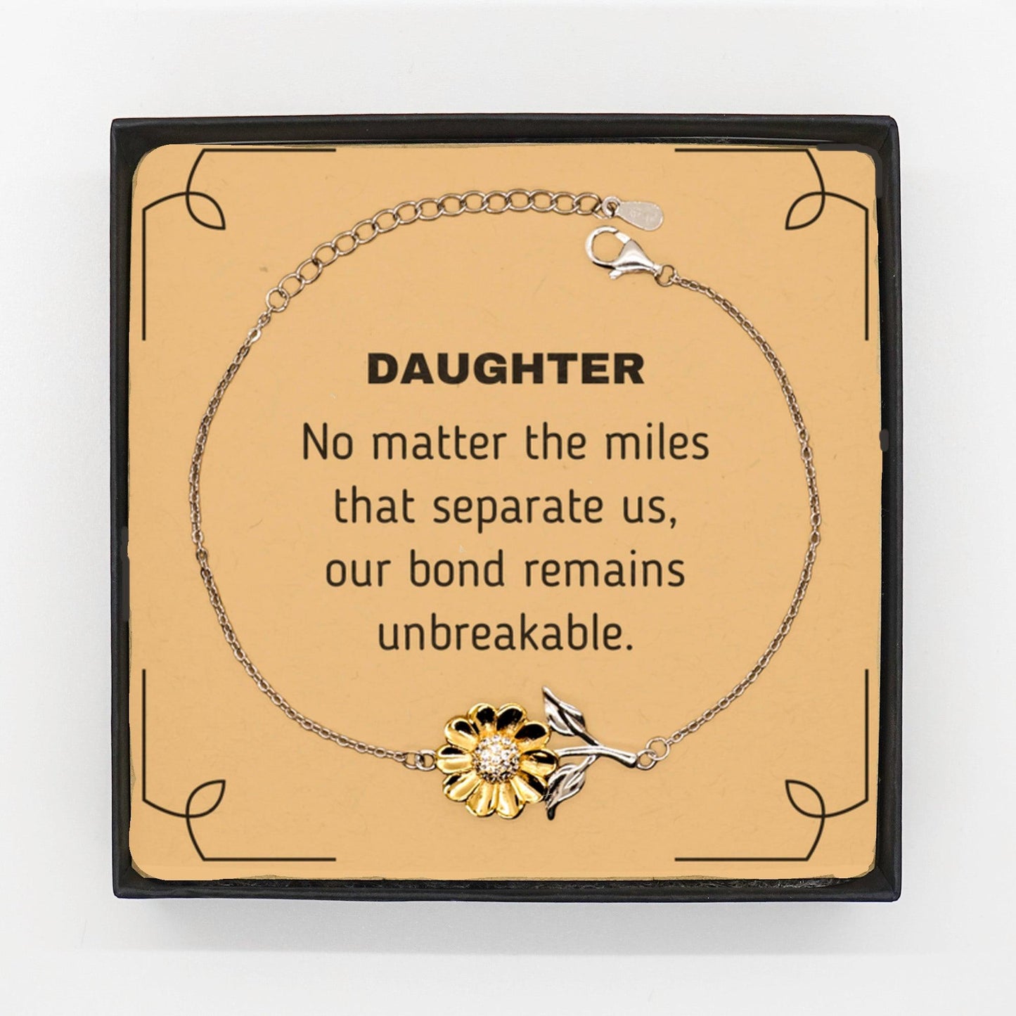 Daughter Sunflower Bracelet Long Distance Relationship Gifts, No matter the miles that separate us, Our Bond Remains Unbreakable Birthday Christmas Graduation Unique Gifts - Mallard Moon Gift Shop