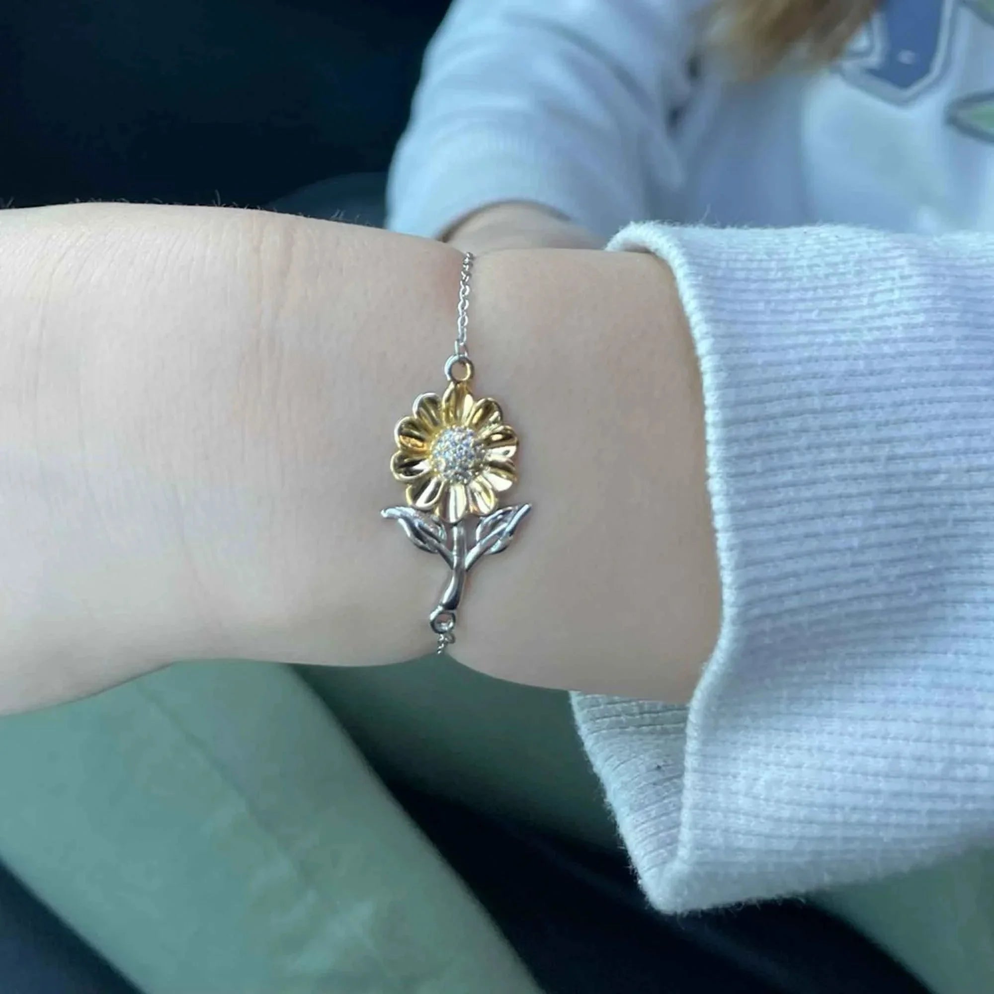Daughter Sunflower Bracelet Long Distance Relationship Gifts, No matter the miles that separate us, Our Bond Remains Unbreakable Birthday Christmas Graduation Unique Gifts