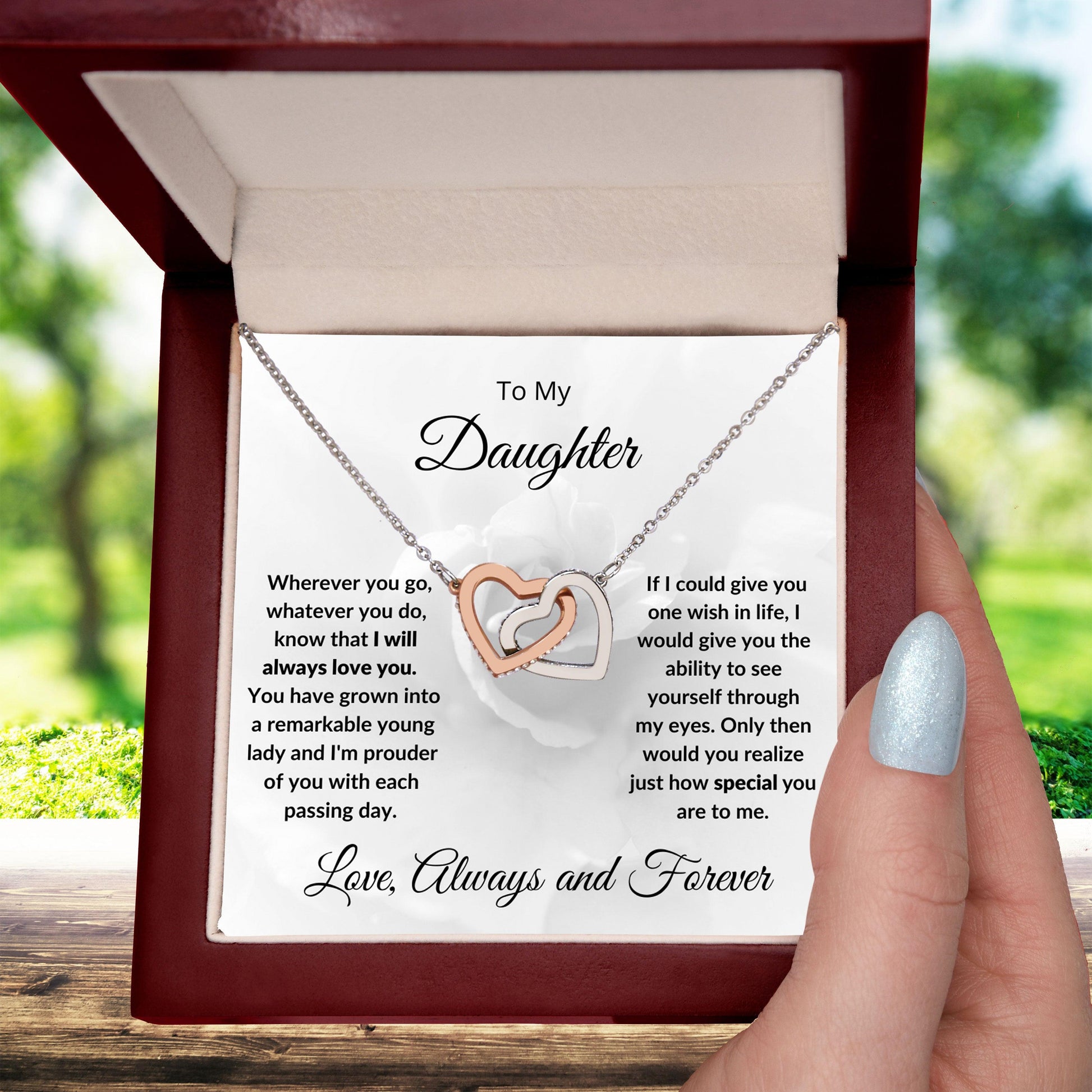 Gift for Daughter - I Will Always Love You - Hearts Pendant Necklace - Mallard Moon Gift Shop