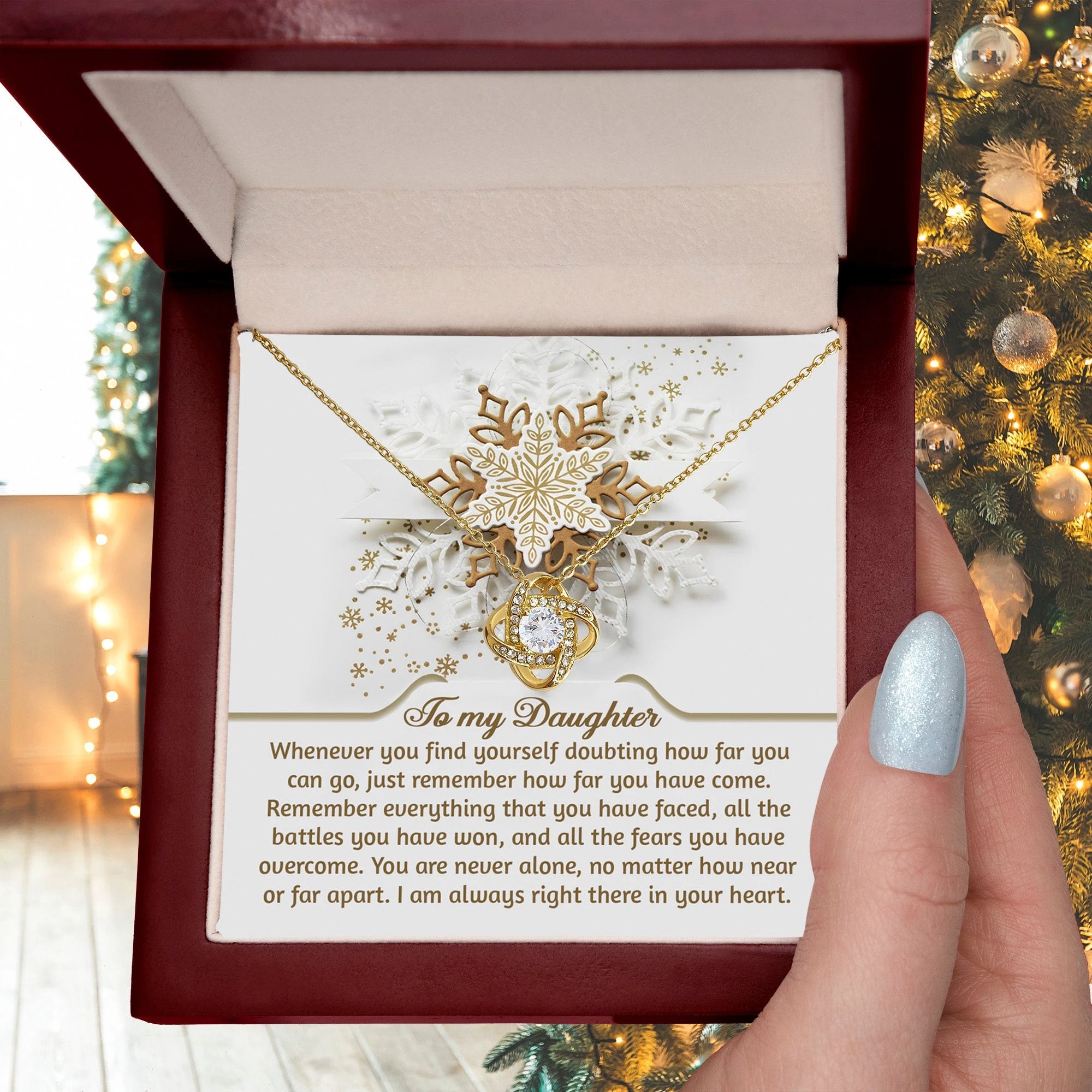 Gift for Daughter - You Are Never Alone - Love Knot Pendant Necklace