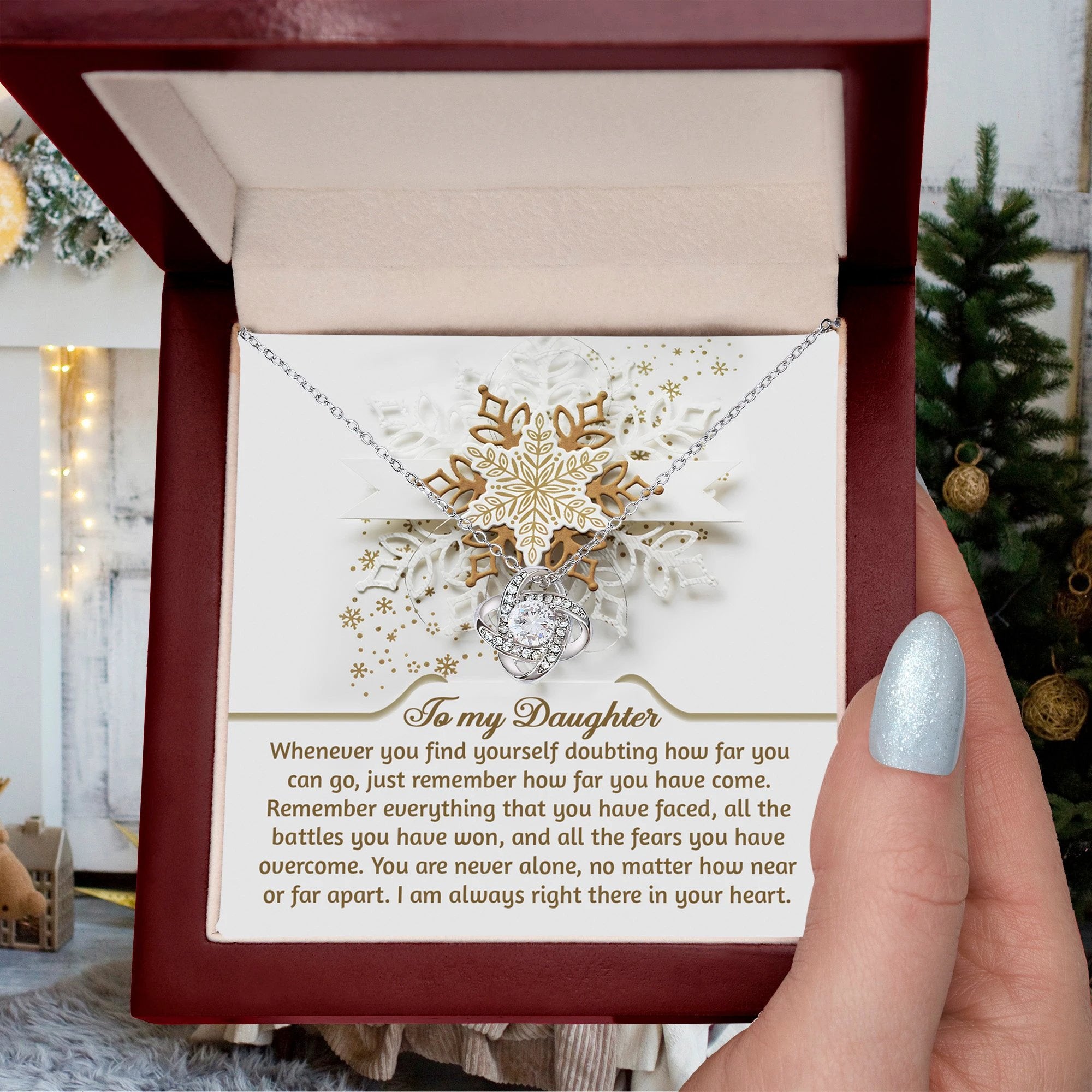Gift for Daughter - You Are Never Alone - Love Knot Pendant Necklace