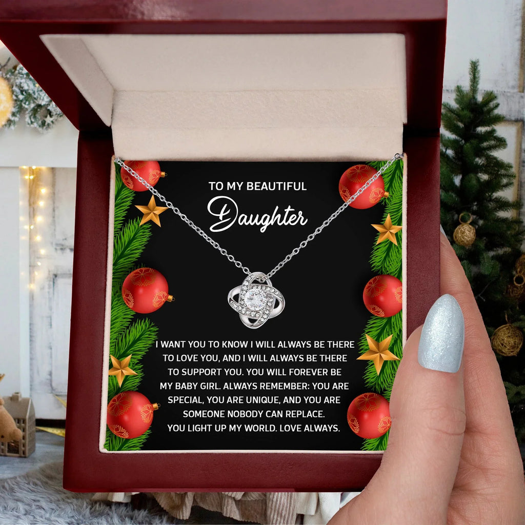 Gift for Daughter - Nobody Can Replace - Love Knot Pendant Necklace