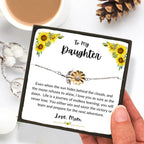 Daughter Sunflower Bracelet – Sterling Silver with 18K Gold-Plated Petals – Gift for Teen & Adult Daughters from Mom – Inspirational Jewelry with Message Card - Graduation, Birthday Keepsake