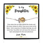 Daughter Sunflower Bracelet – Sterling Silver with 18K Gold-Plated Petals – Gift for Teen & Adult Daughters from Mom – Inspirational Jewelry with Message Card - Graduation, Birthday Keepsake