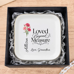 Personalized Birth Flower Jewelry Dish, Custom Name Ring Dish, Loved Beyond Measure Keepsake, Birthday Gift for Daughter, Granddaughter