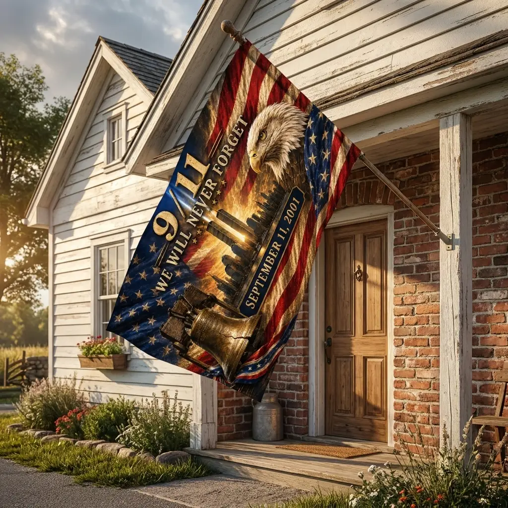 Twin Towers Remembrance Double Sided Flag - 9/11 Flag, We Will Never Forget Flag, September 11 Memorial, Patriot Day Decor