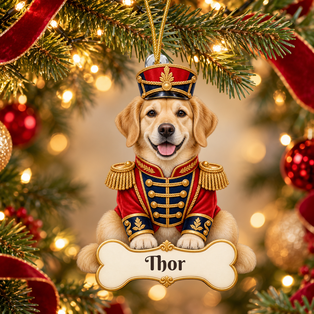 Personalized Nutcracker Dog Christmas Ornament from Photo, Custom Pet Portrait Acrylic Cutout, Nutcracker Soldier Holiday Dog Lover Gift