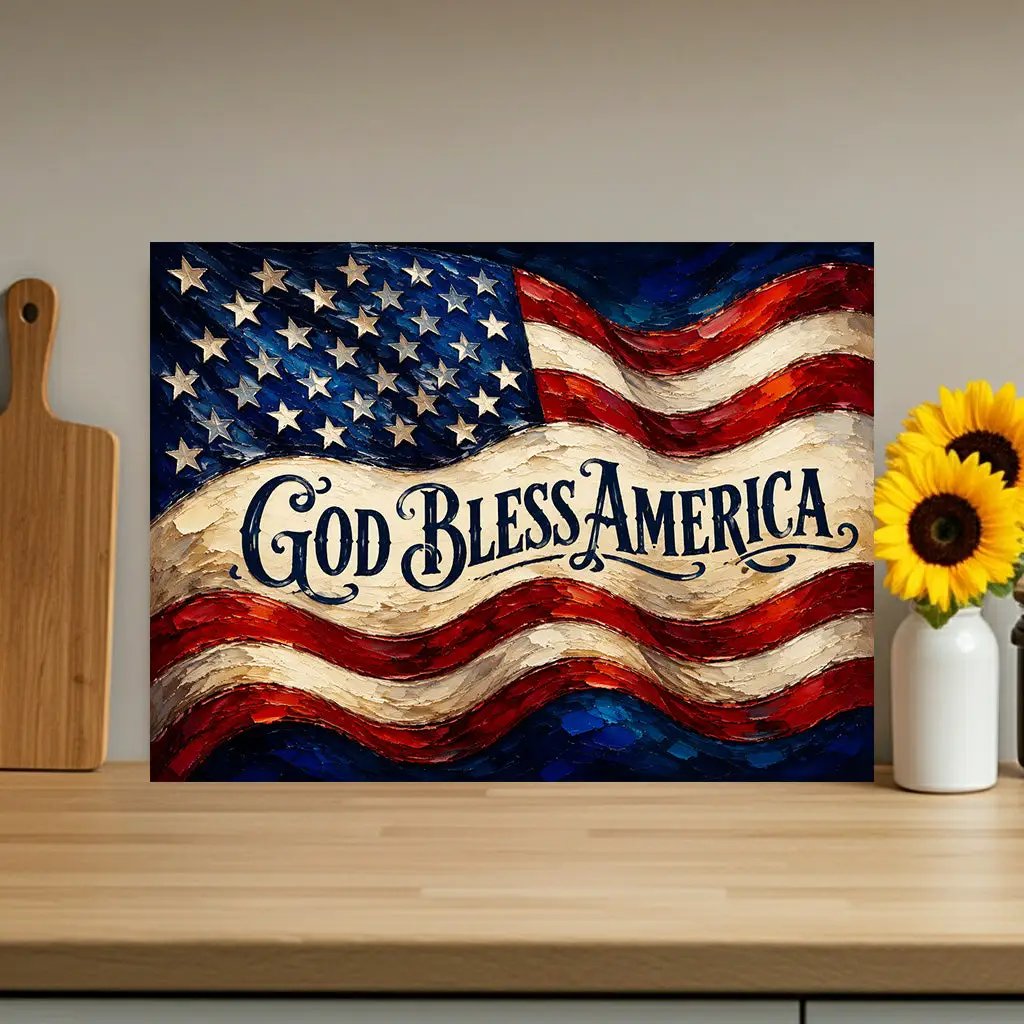 God Bless America Cutting Board, American Flag Glass Cutting Board, Patriotic Kitchen Decor, Christian USA Gift, Americana Home Decor