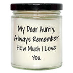 My Dear Aunty Gifts, Always Remember How Much I Love You., 9oz Vanilla Soy Candle for Her, Valentine's