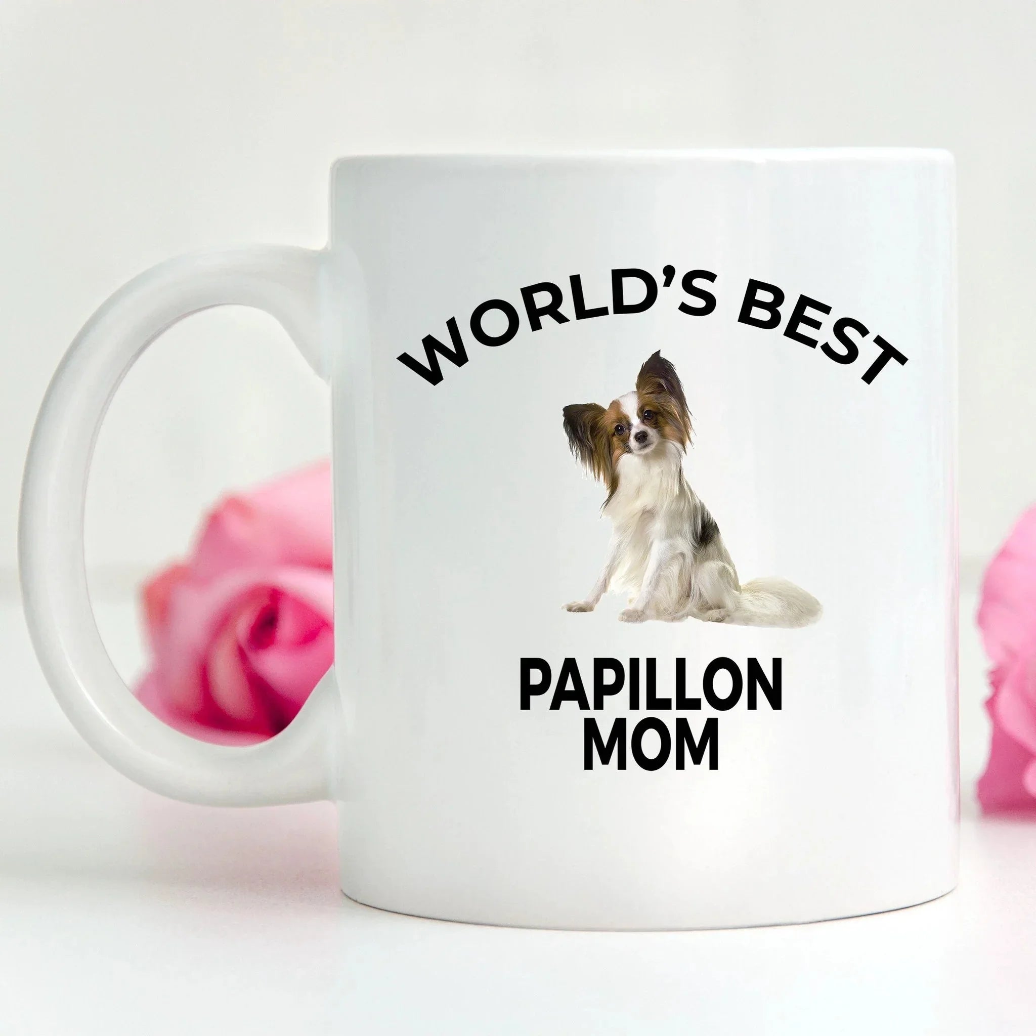 Spring Pet Products Papillon Dog Lover Gift World's Best Mom Birthday Mother's Day Present White Ceramic Coffee Mug