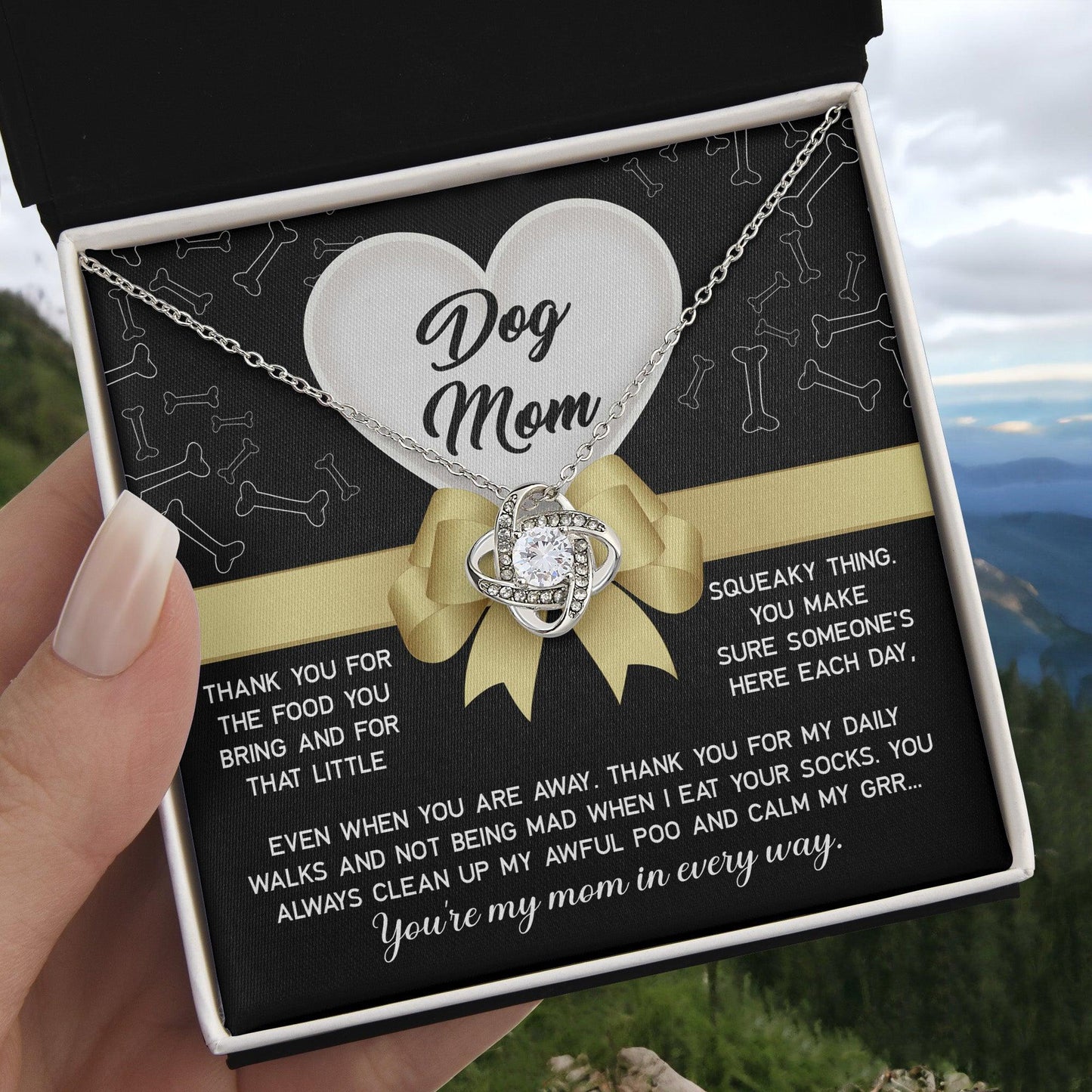 Dear Dog Mom Thank You For That Squeaky Thing Love Knot Necklace - Mallard Moon Gift Shop