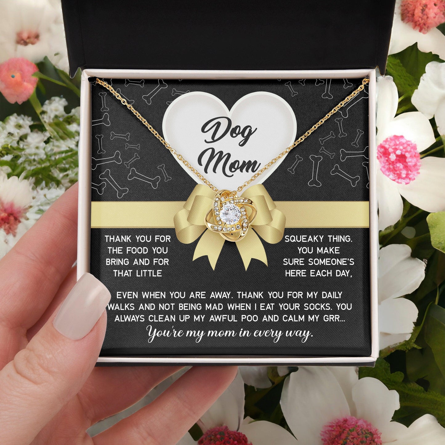 Dear Dog Mom Thank You For That Squeaky Thing Love Knot Necklace - Mallard Moon Gift Shop