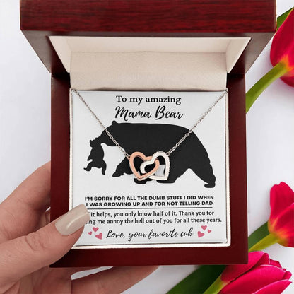 Dear Mom Thanks for Not Telling Dad Interlocking Hearts Necklace - Mallard Moon Gift Shop