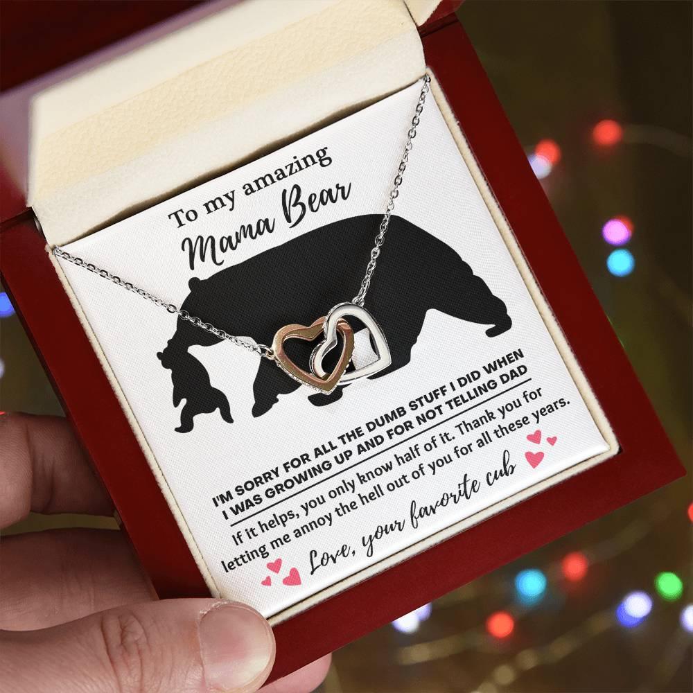 Dear Mom Thanks for Not Telling Dad Interlocking Hearts Necklace - Mallard Moon Gift Shop